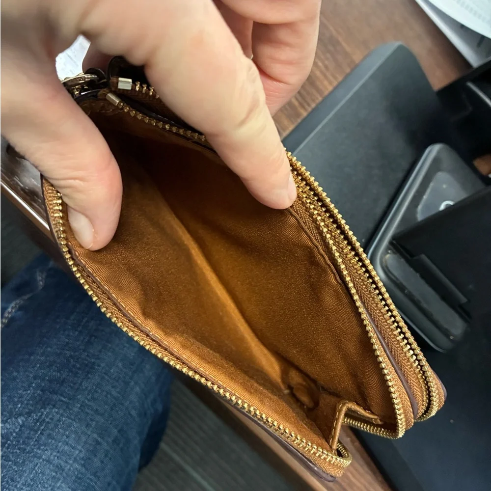Coach Tan Signature Zip Wallet - Picture 5 of 6